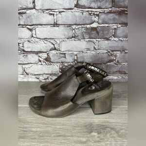 Women's Brown Leather Heeled Sandals